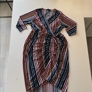 Lane Bryant Striped Multicolor Wrap Dress